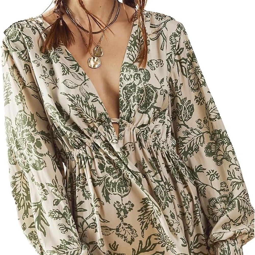Free People Silky, Mini Plunge Dress. Never worn!